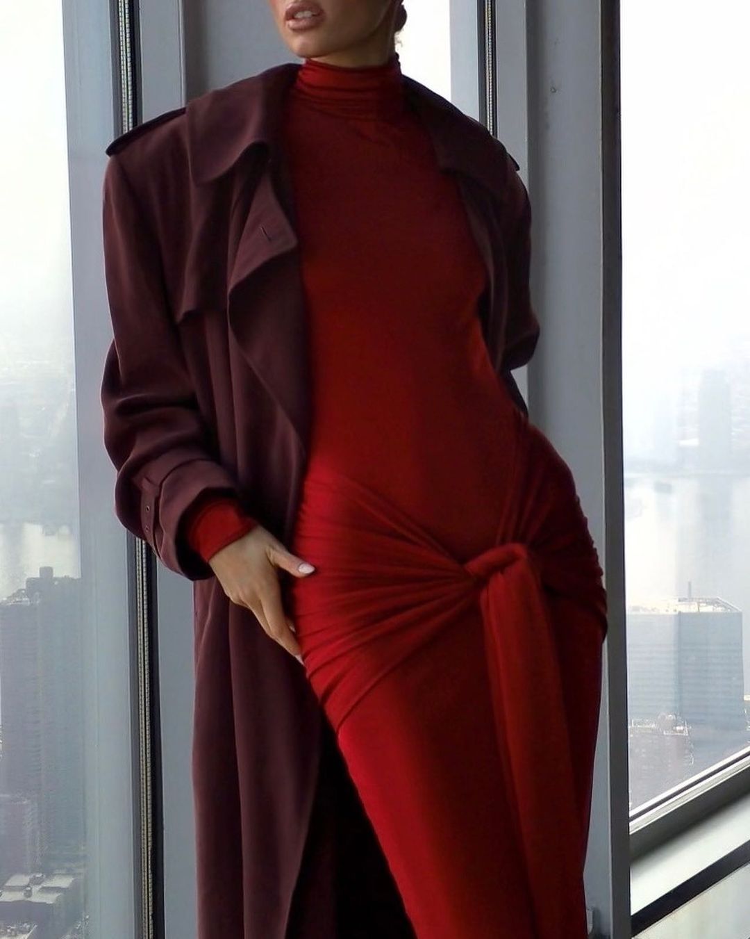 Long Sleeve Ruched Detail Maxi Dress