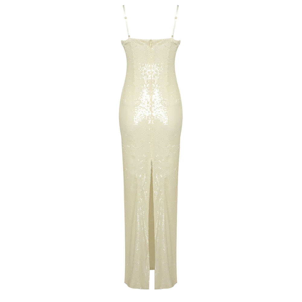 Flower Bustier Sequin Maxi Dress HV8416