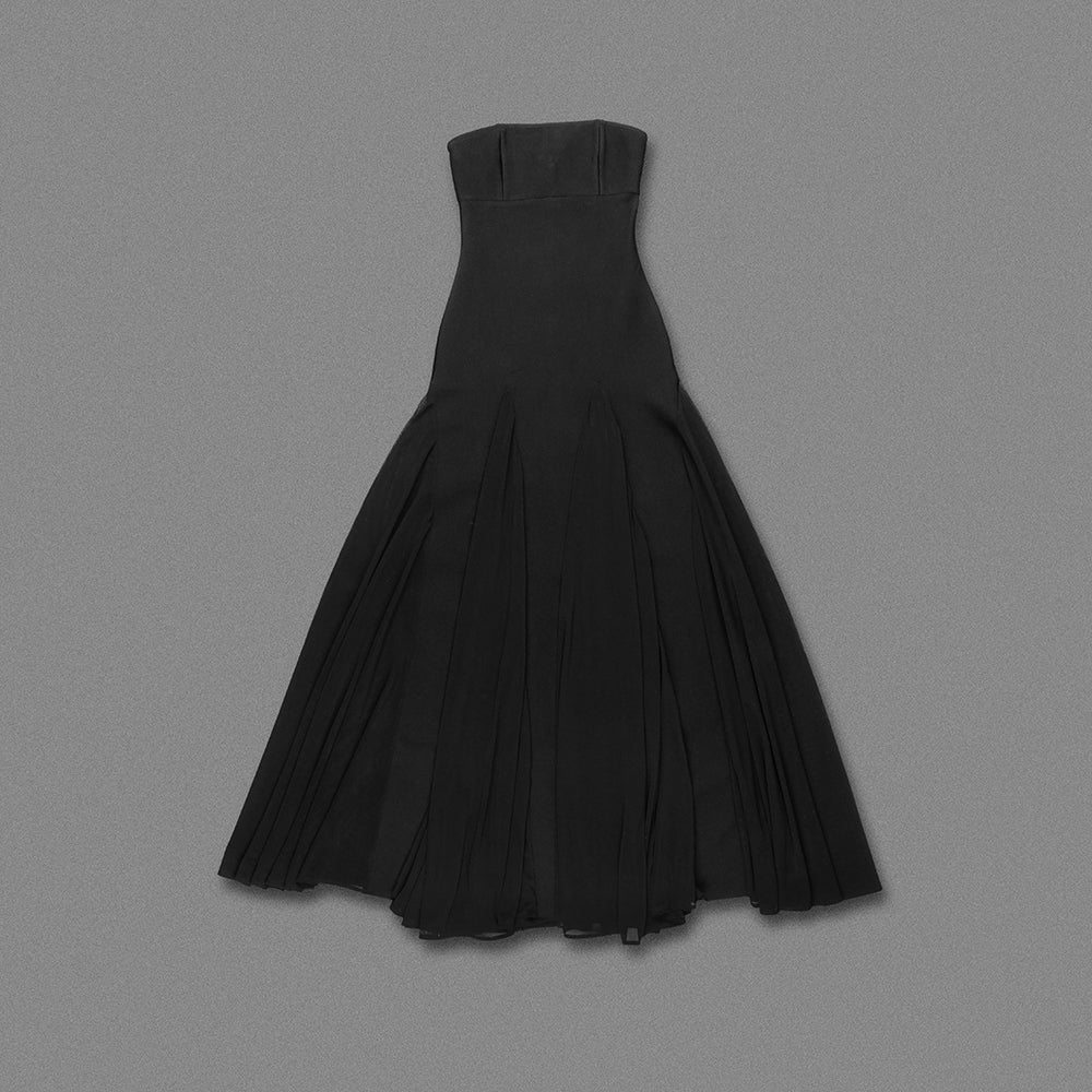 Strapless Mesh Insert A Line Maxi Dress HV1962