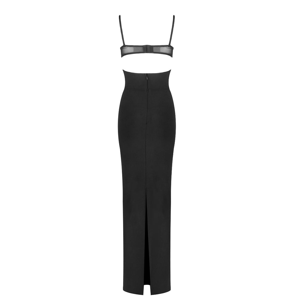 Mesh Insert Maxi Dress Black HV2094