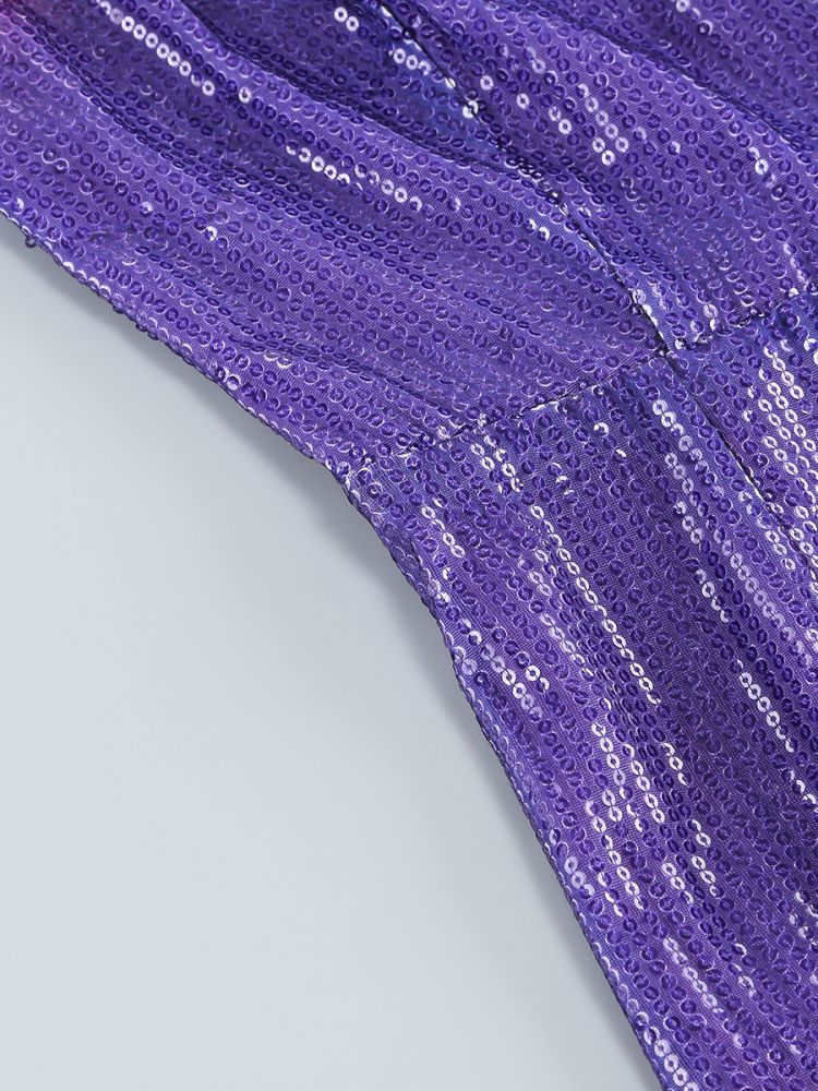 One Shoulder Sequin Maxi Dress Purple HV1024
