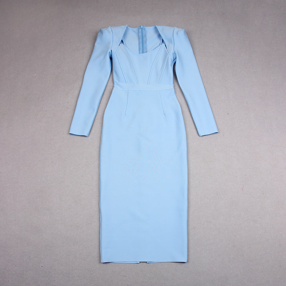 Long Sleeves Corset Design Midi Dress HV9758