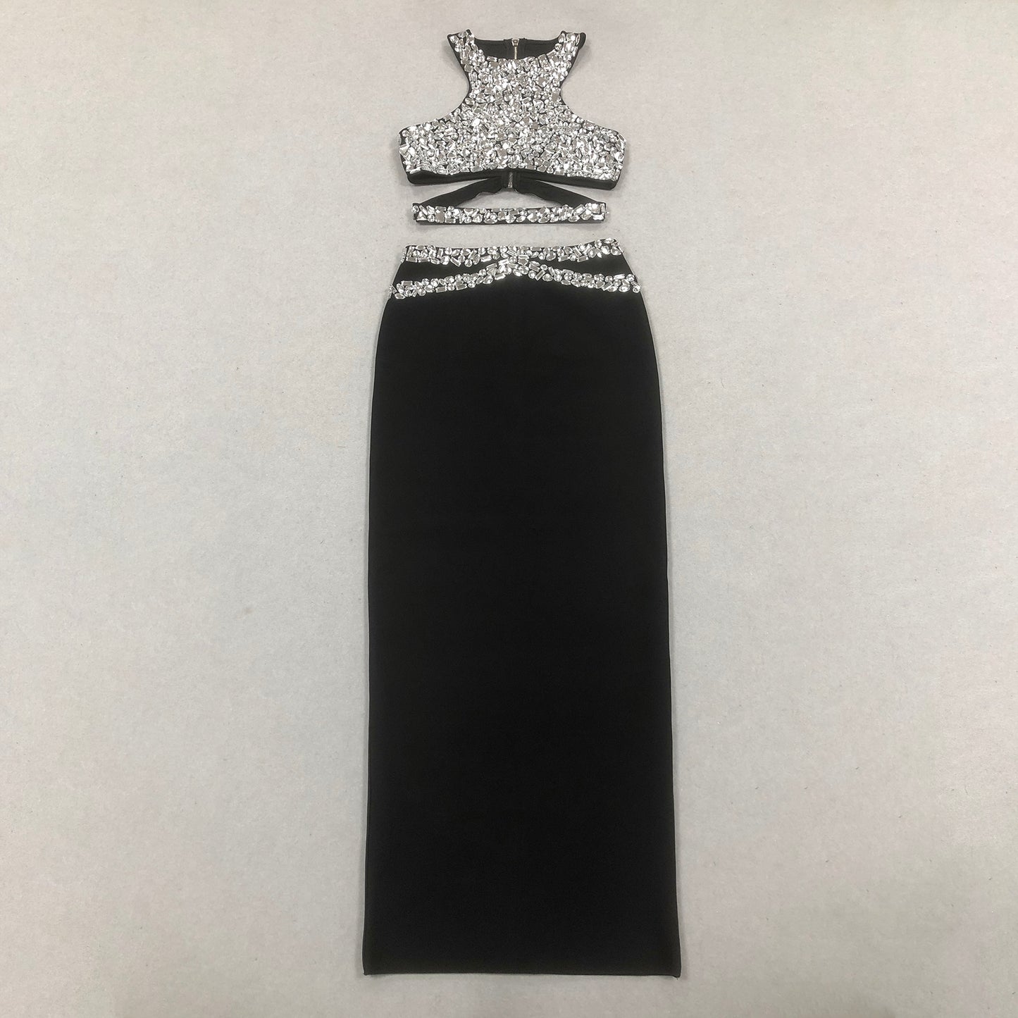 Crystal Overlay Maxi Dress Black HV