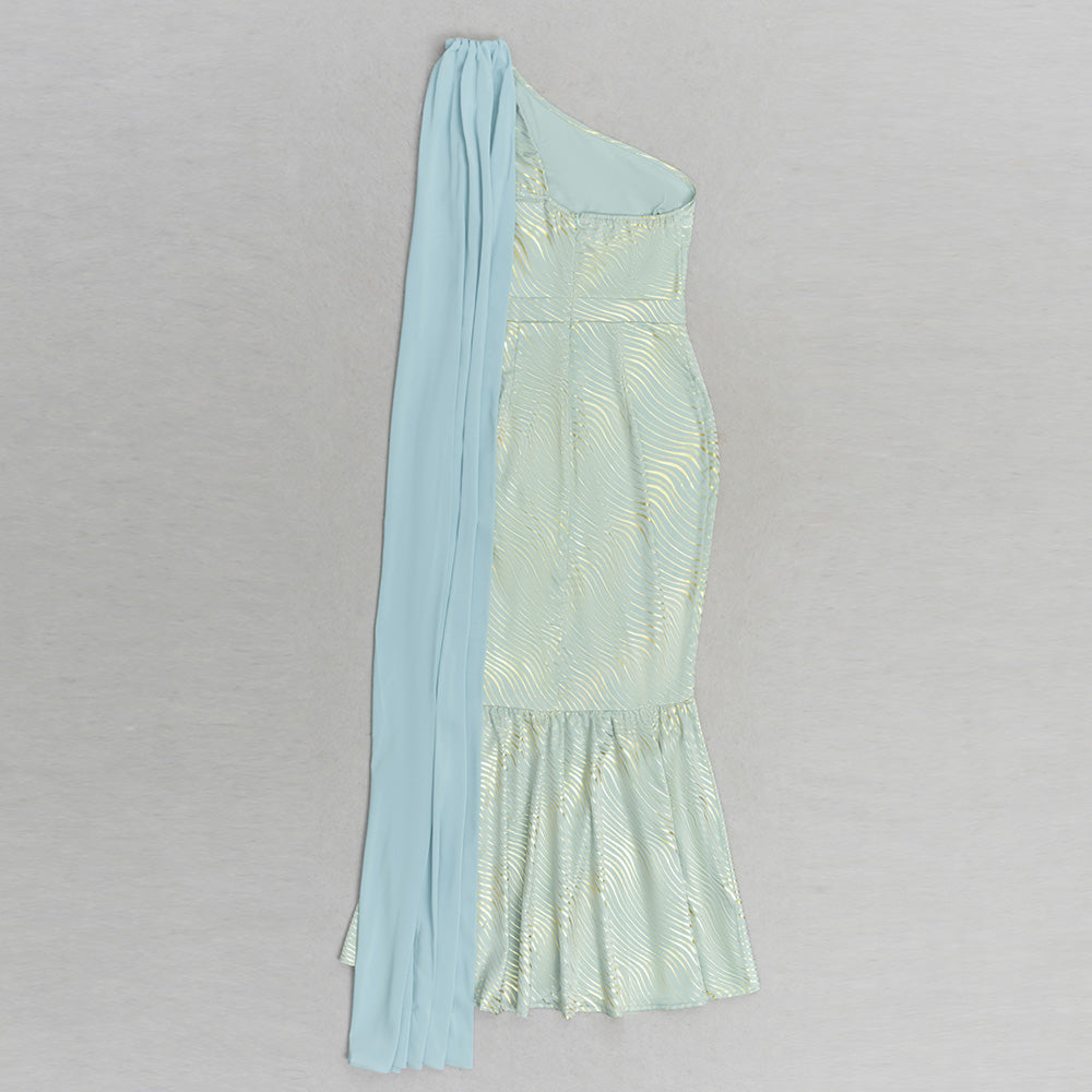 One Shoulder Ruffle Detail Maxi Dress HV9836