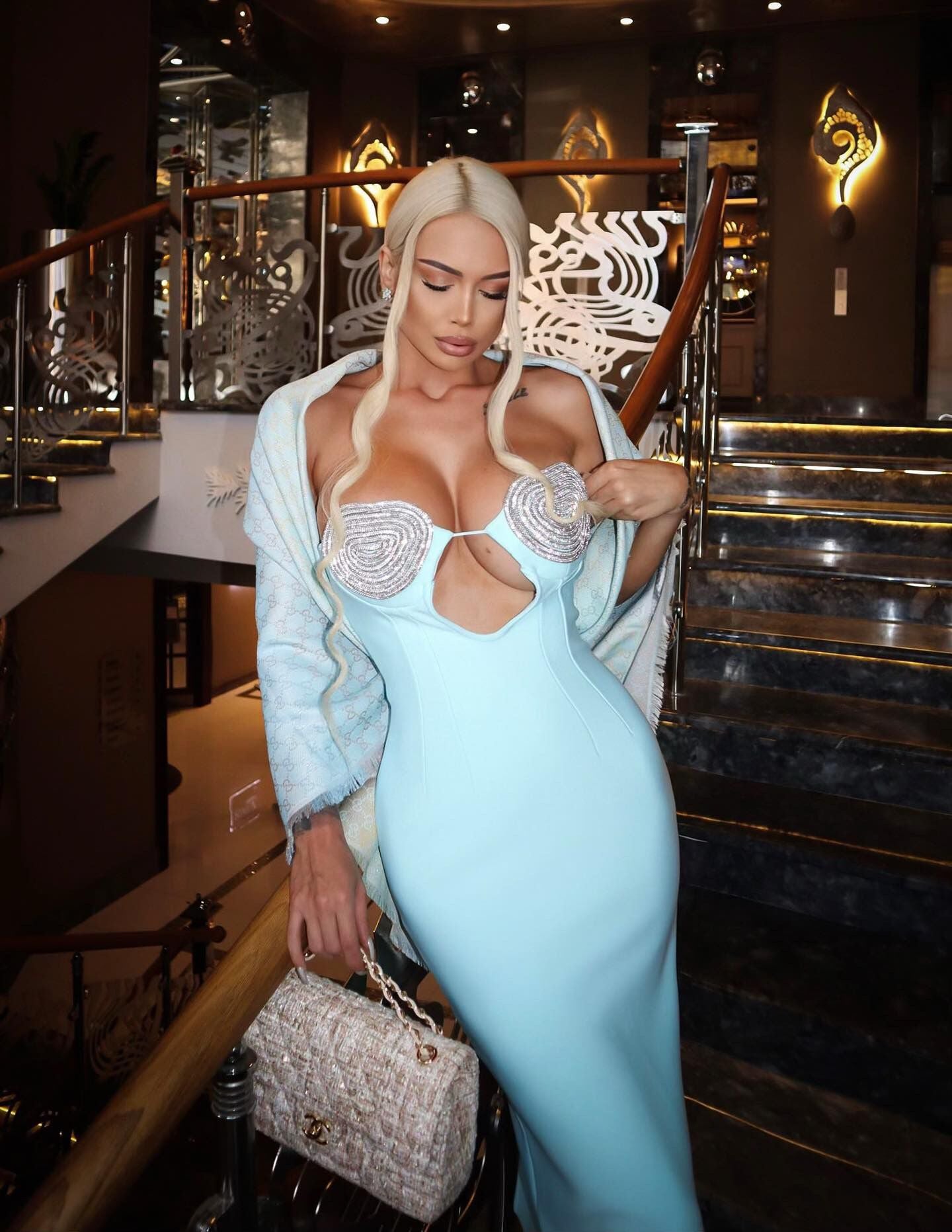 Strapless Crystal Bustier Midi Dress Green HV9616