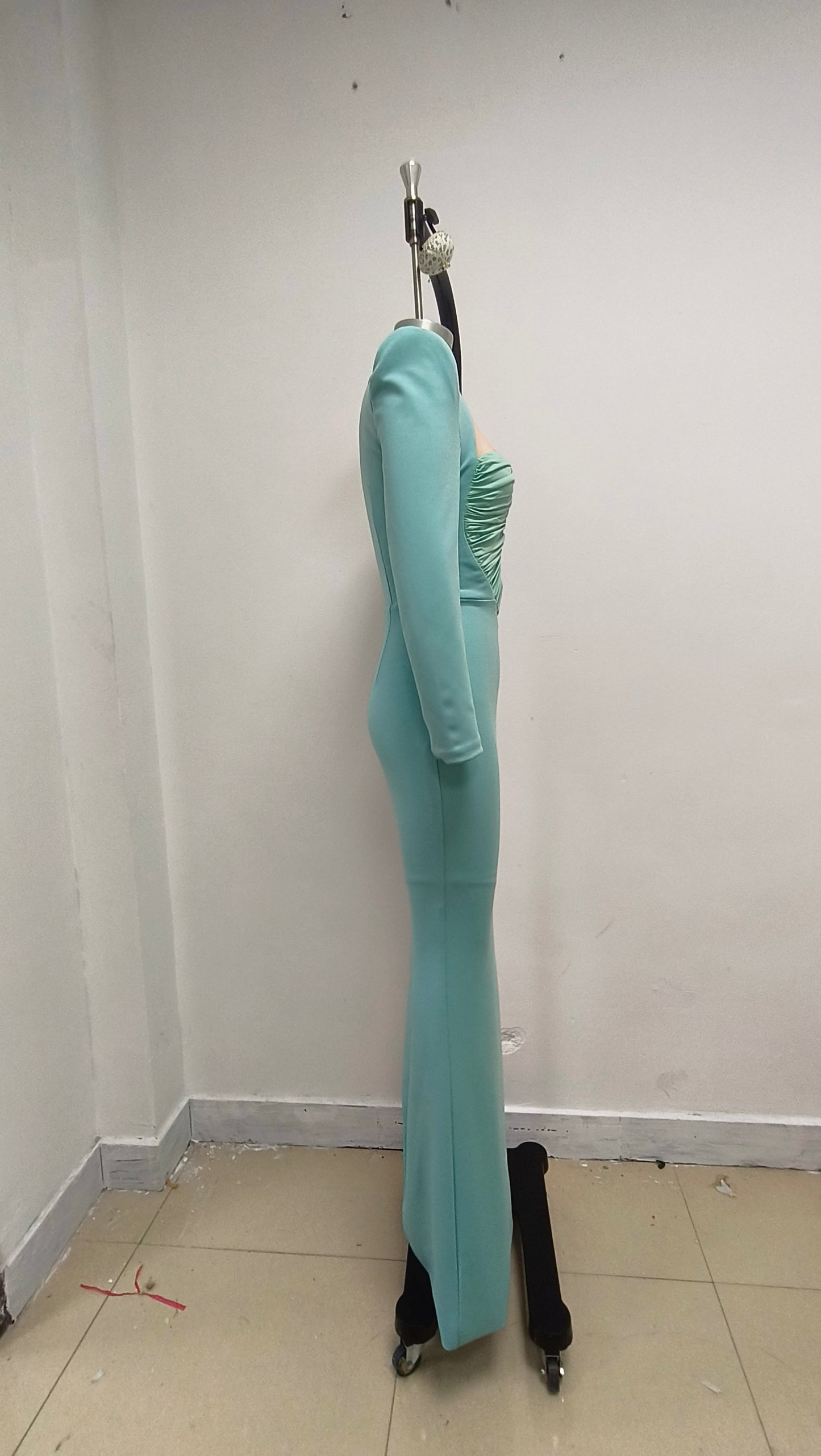 Long Sleeve Draped Bustier Maxi Dress HV1991
