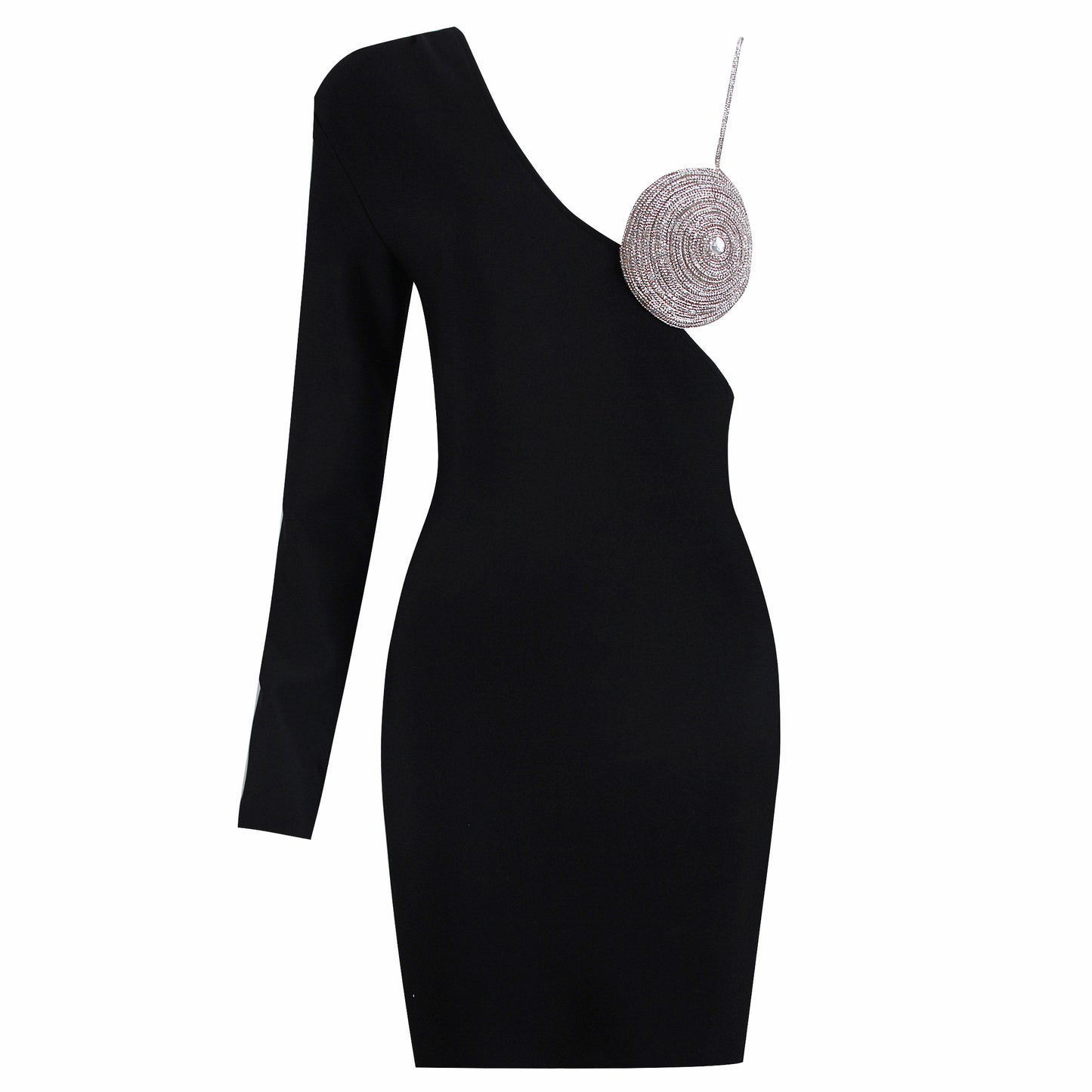 Long Sleeve Rhinestone Bustier Dress HV8724
