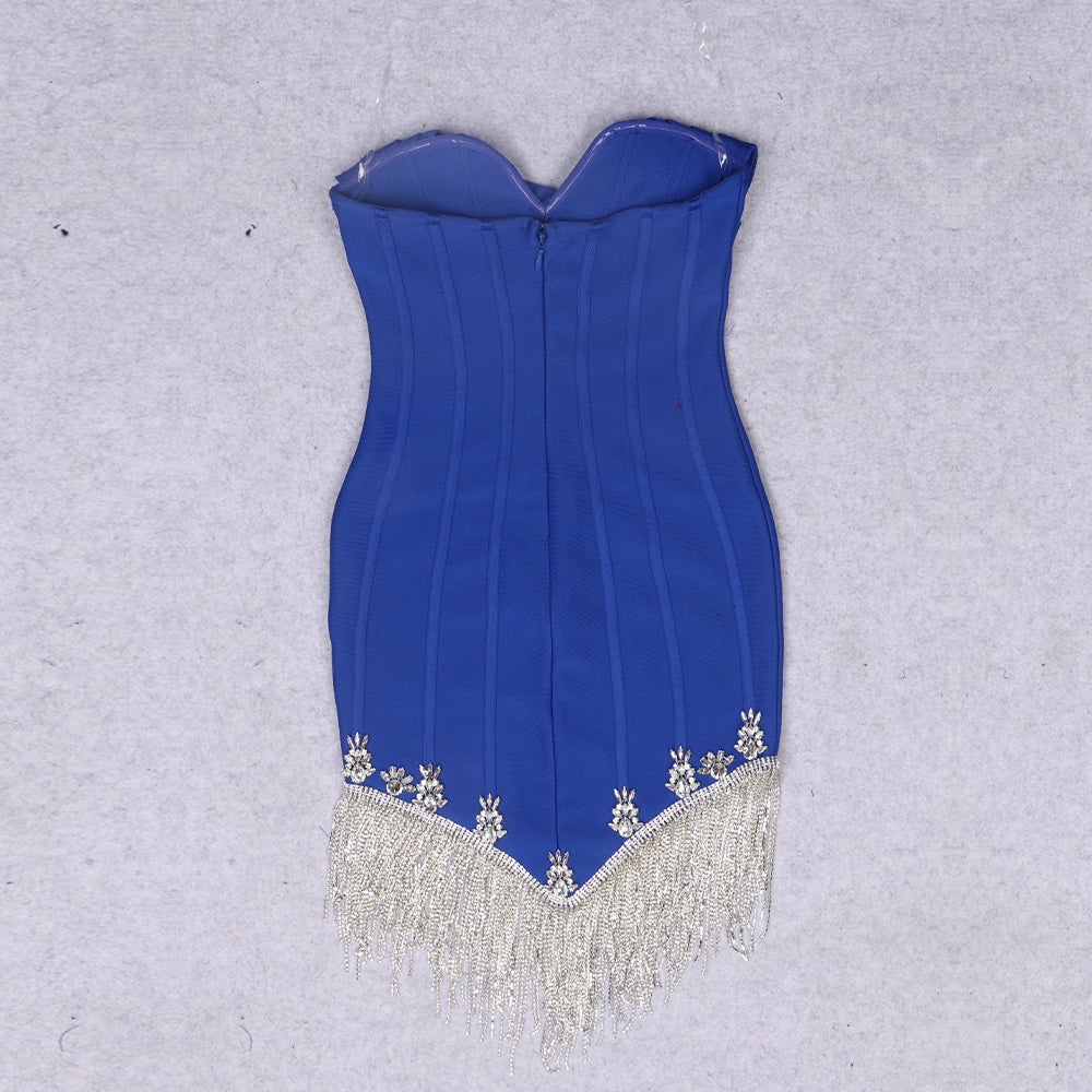 Strapless Crystal Tassel Dress HV9166
