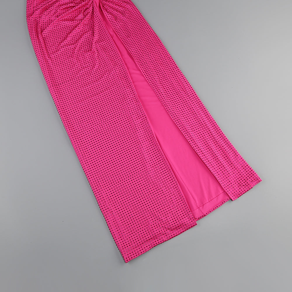 Halter Embellished Two Piece Maxi Dress HV1182