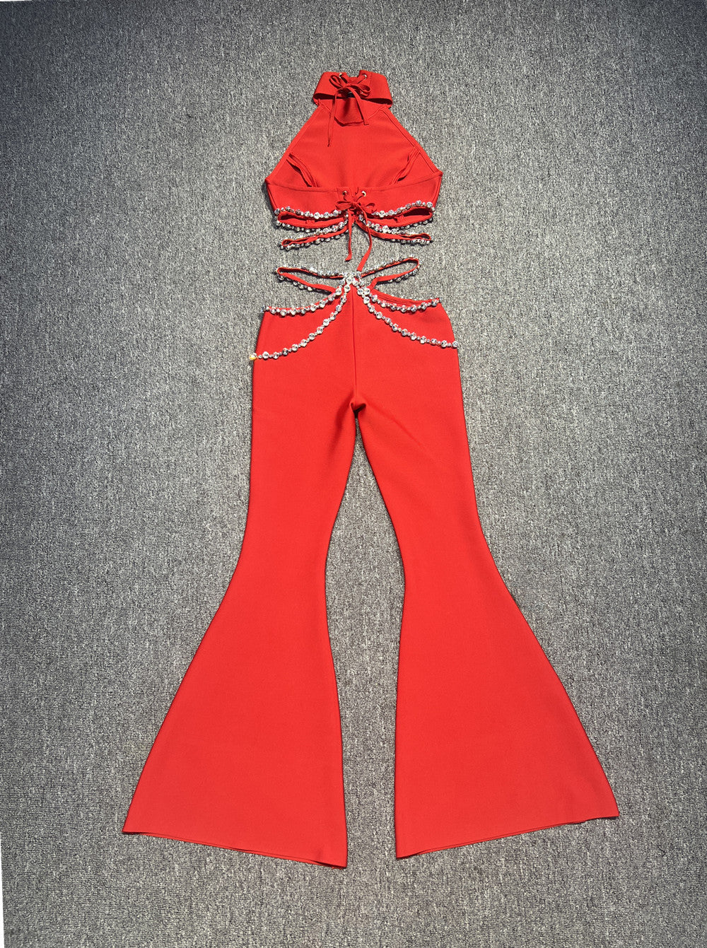 Halter Crystal Two Piece Jumpsuit HV9904