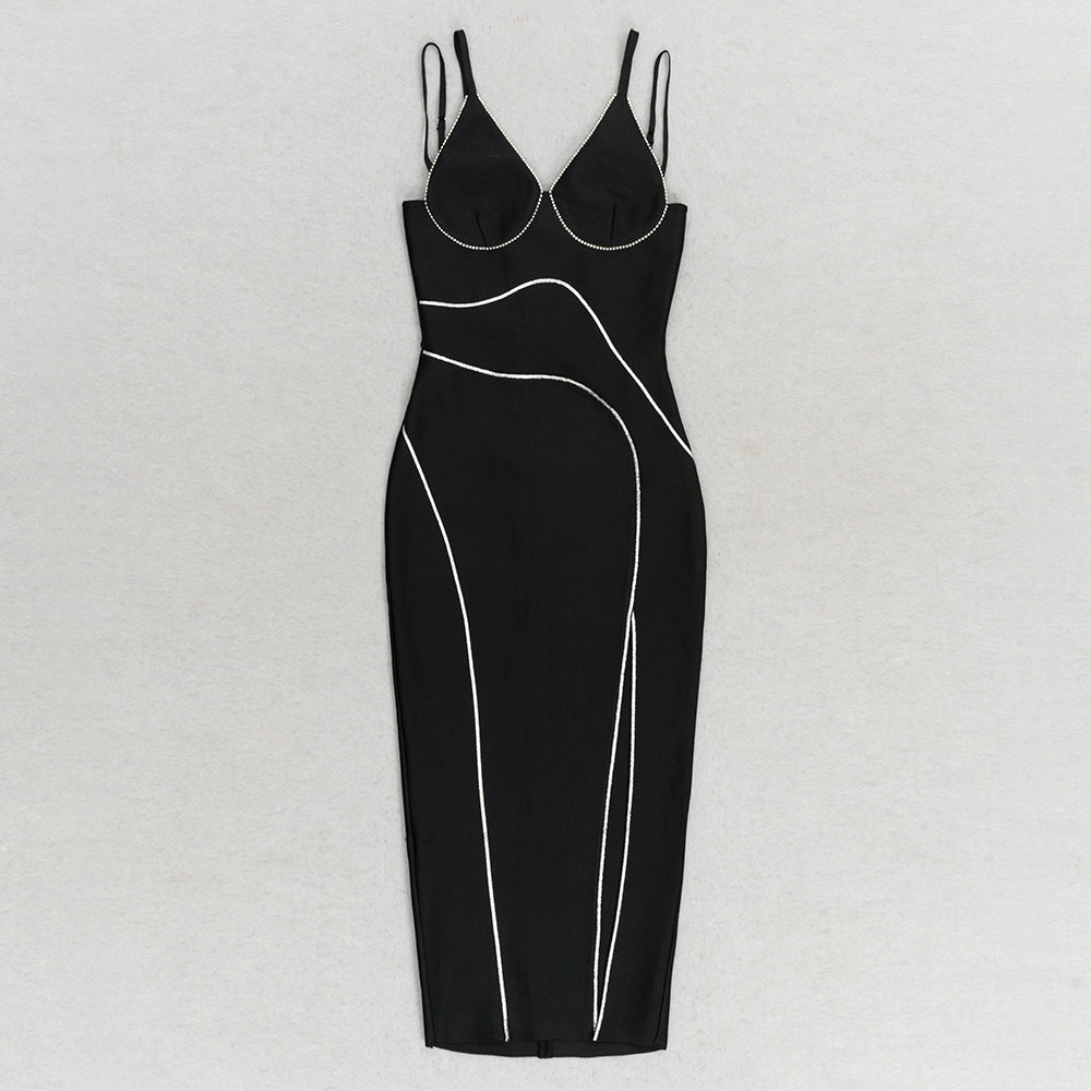 Crystal Bustier Midi Dress Black HV9561