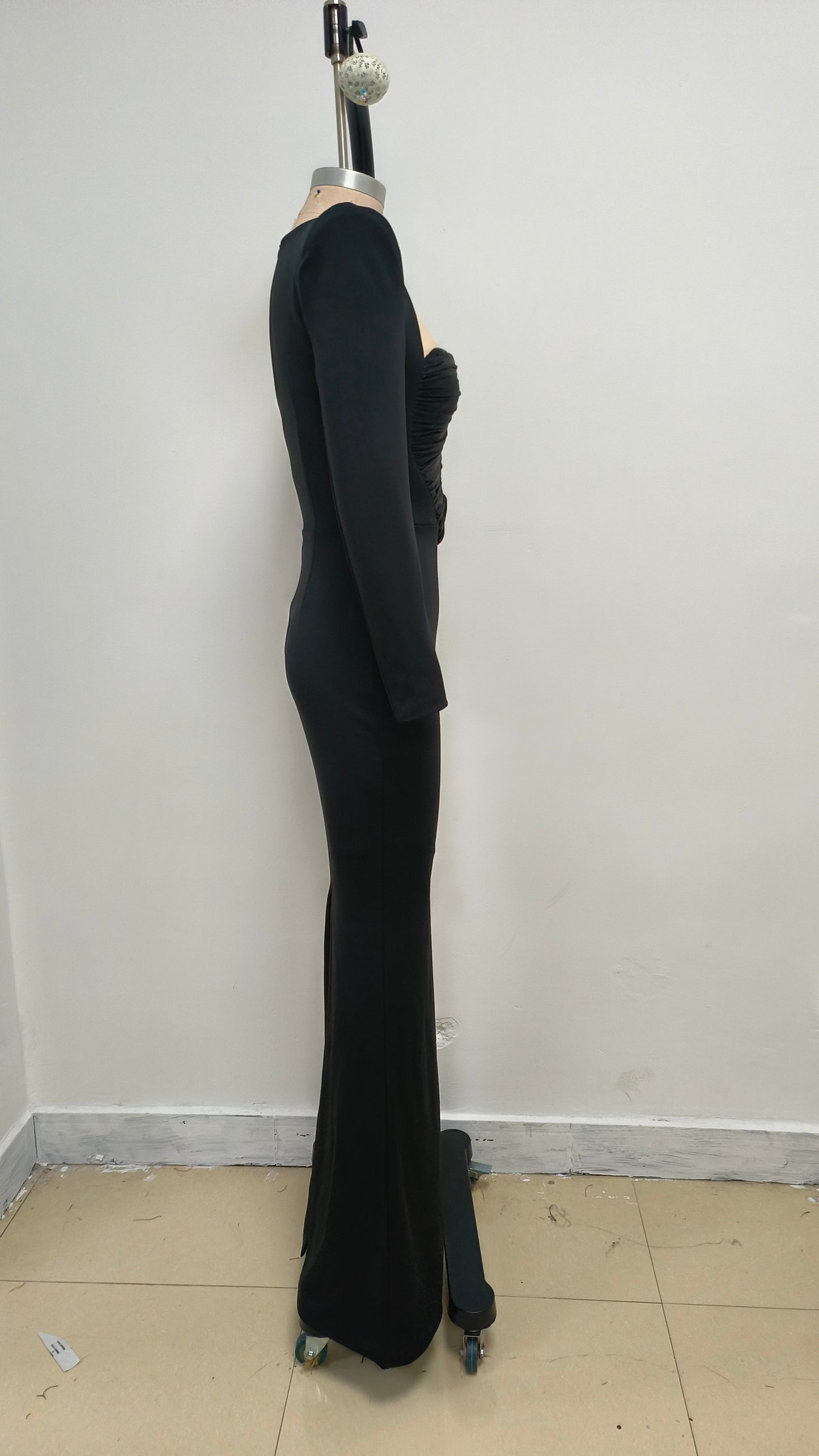 Long Sleeve Draped Bustier Maxi Dress HV1991