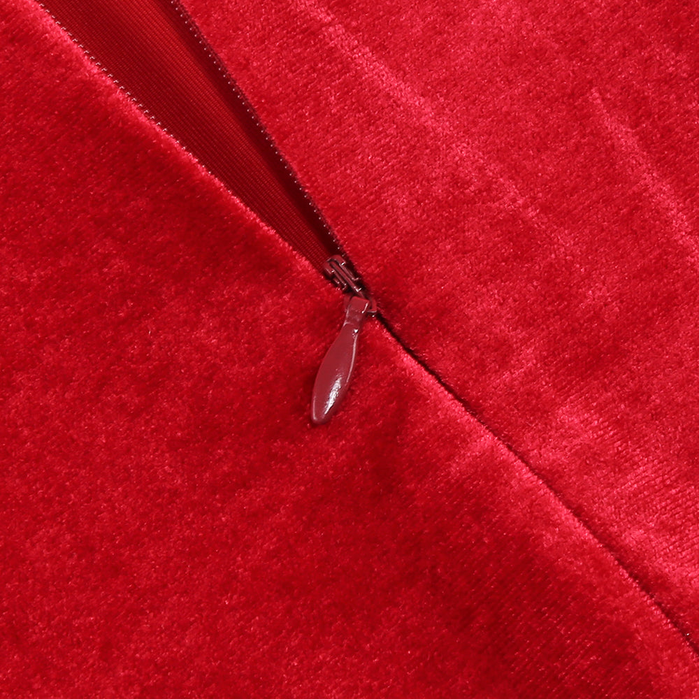Bow Detail Maxi Velvet Dress Red HV1659