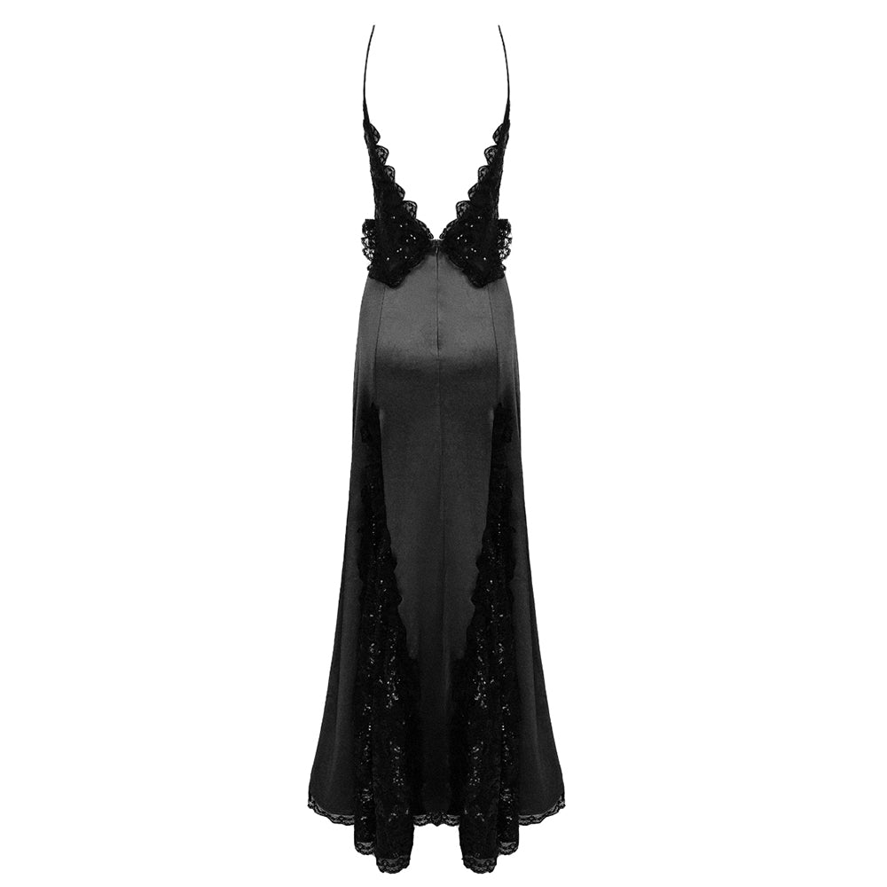 Sequined Lace A Line Maxi Dress HV9854