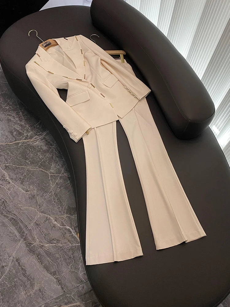 Long Sleeve Applique Suit Black