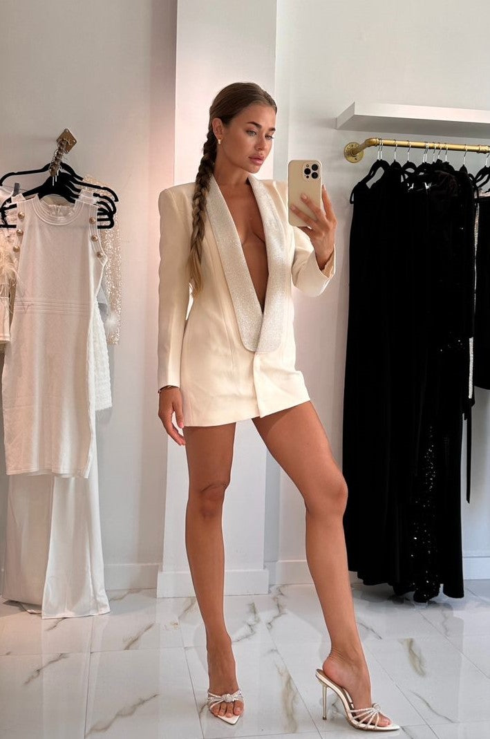 Embellished Backless Blazer Dress HV9323