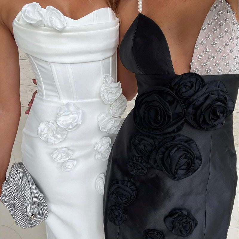 Strapless Floral Corset Maxi Dress