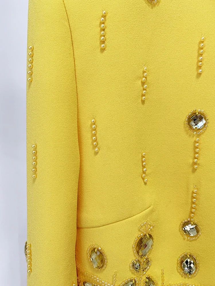 Long Sleeve Crystal Two Piece Dress