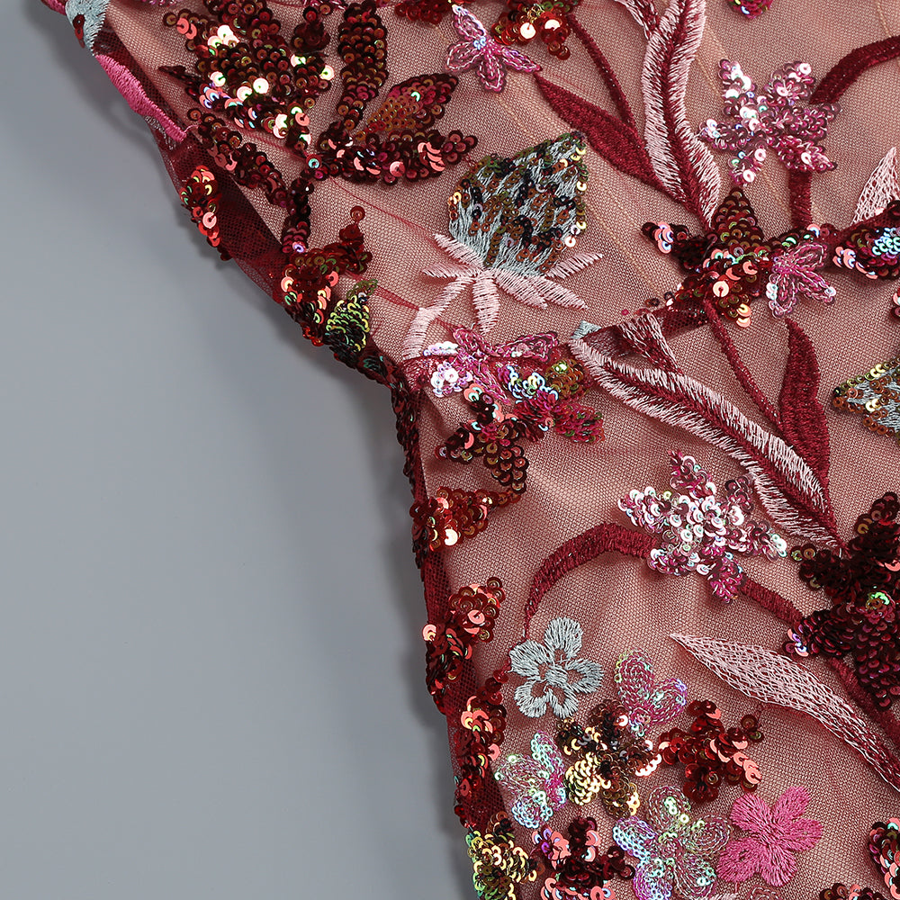 Strapless Floral Bustier Maxi Dress HV1890