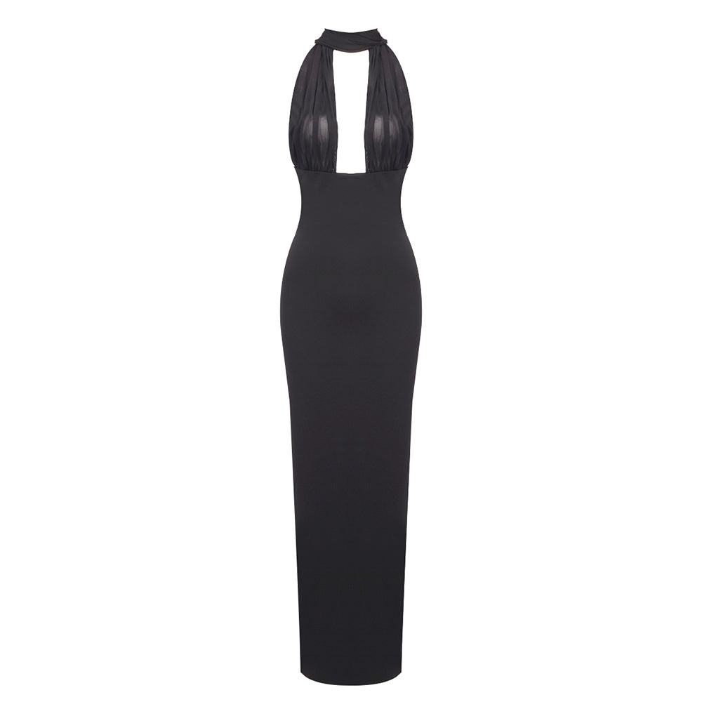 Halter Draped Maxi Dress HV1533