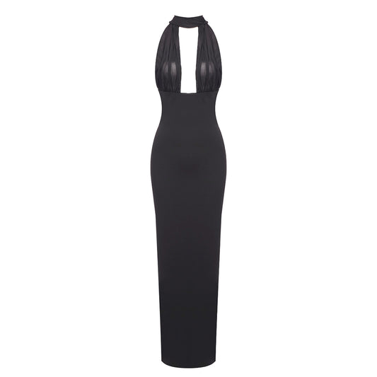 Halter Draped Maxi Dress HV1533