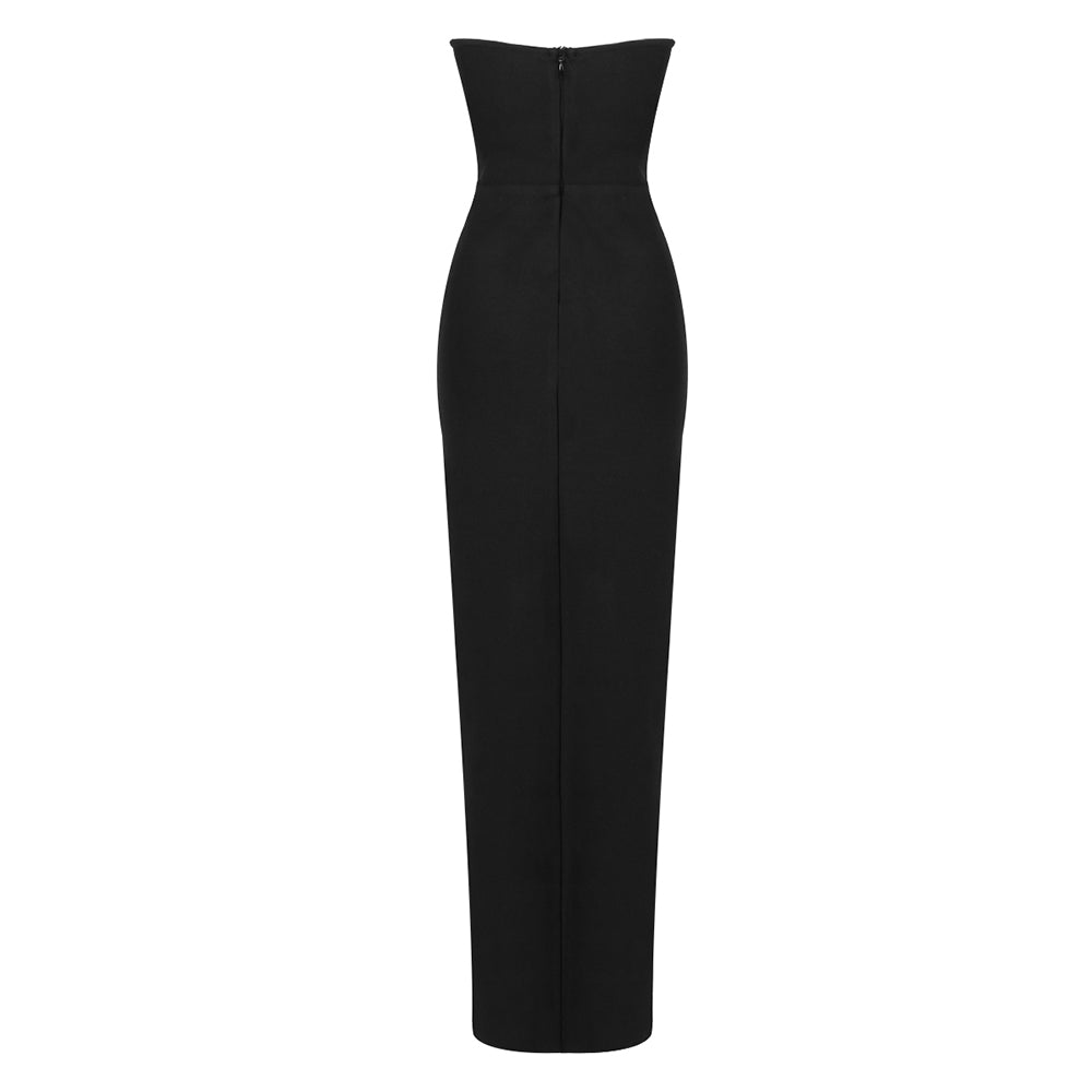 Strapless Bustier Maxi Dress Black HV9509