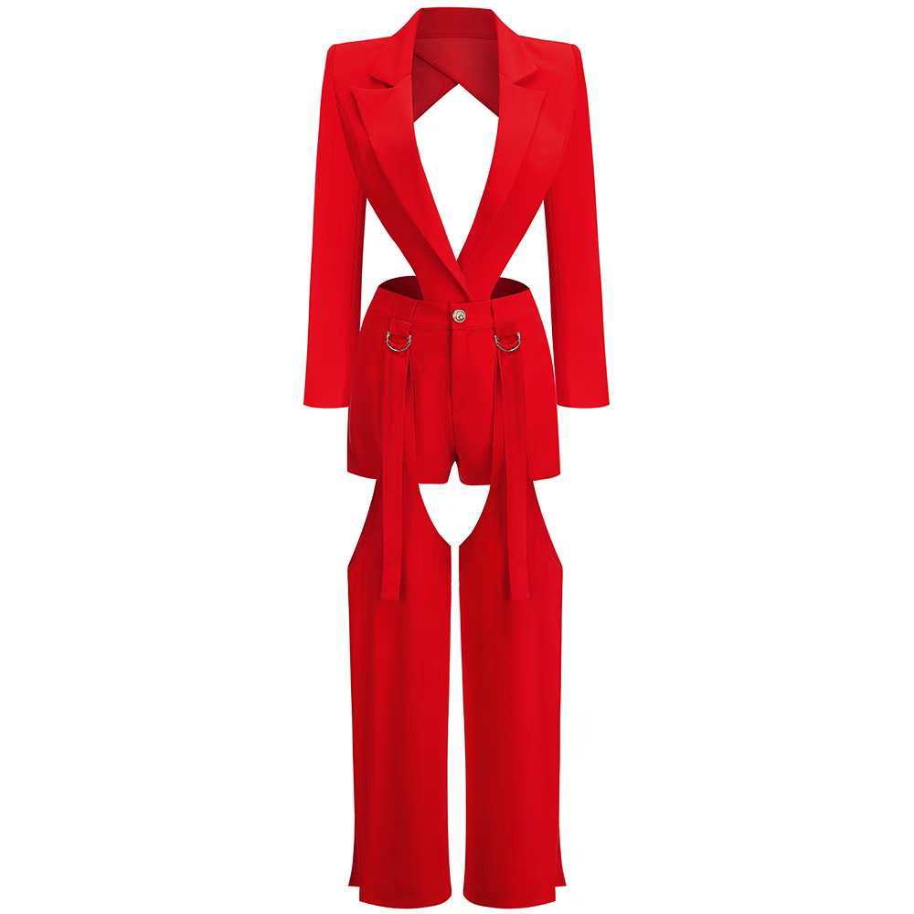 Long Sleeve Cut Out Jumpsuit Orange HV8874