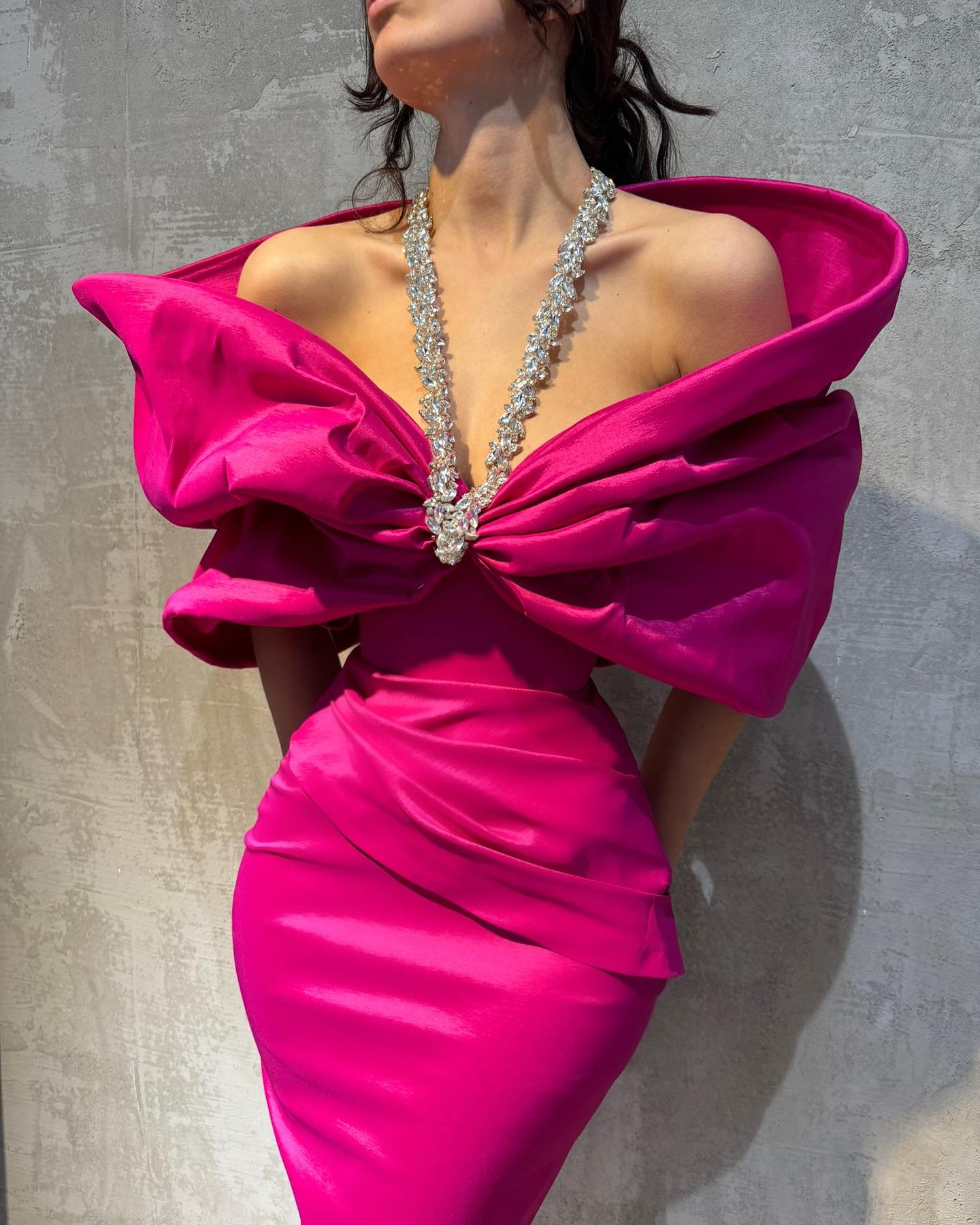 Halter Crystal Draped Bardot Maxi Dress