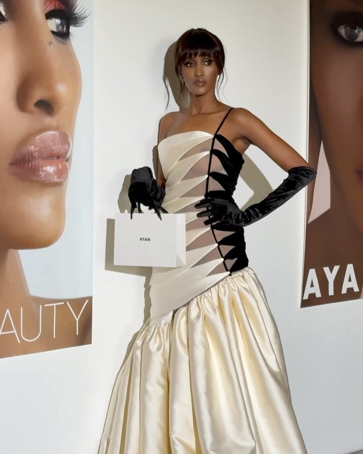 One Shoulder Velvet Insert Maxi Dress Black White HV2075
