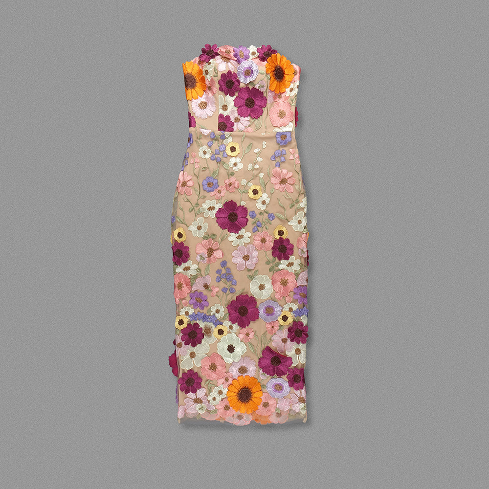 Strapless Floral Midi Dress HV1280