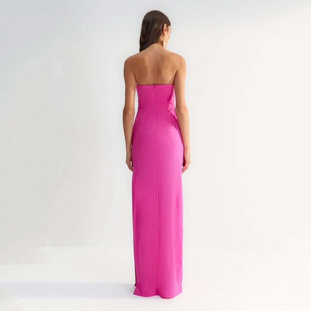 Strapless Embellished Cut Out Maxi Dress HV1430
