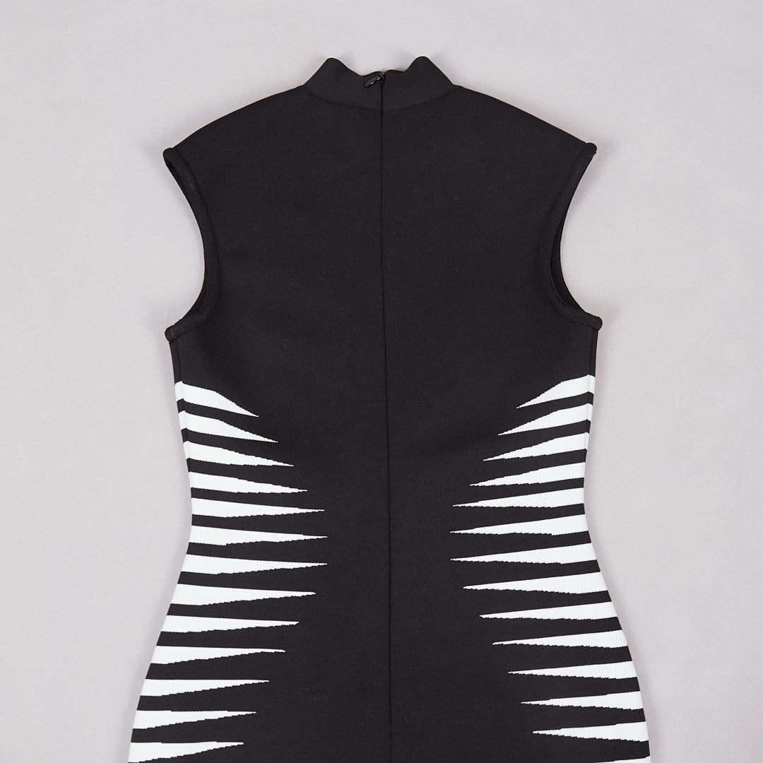Contrast Midi Dress Black White
