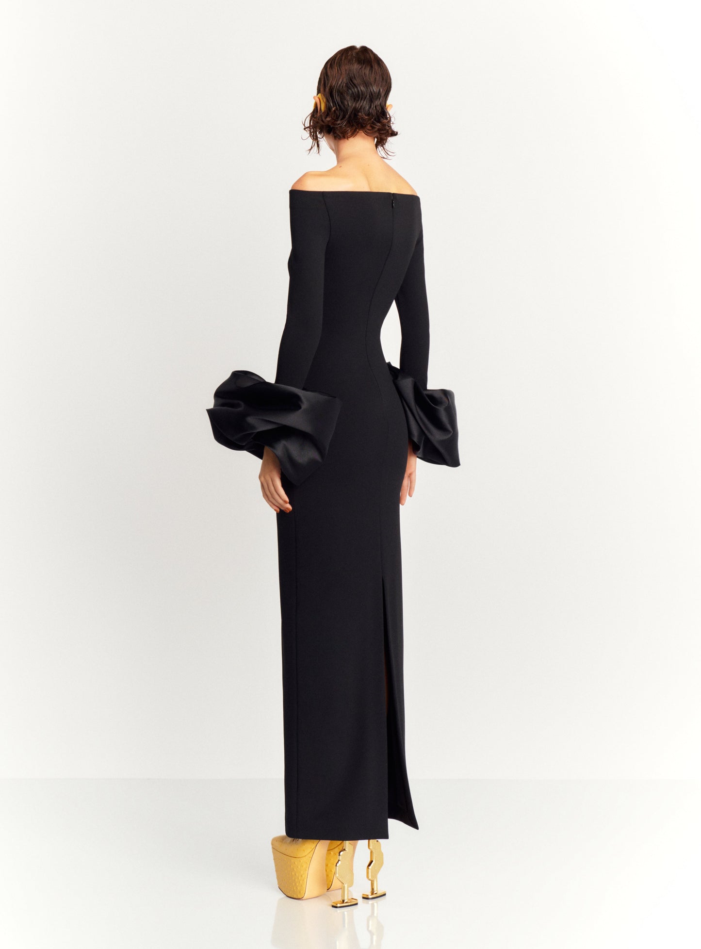 Long Sleeve Bardot Maxi Dress Red HV1855