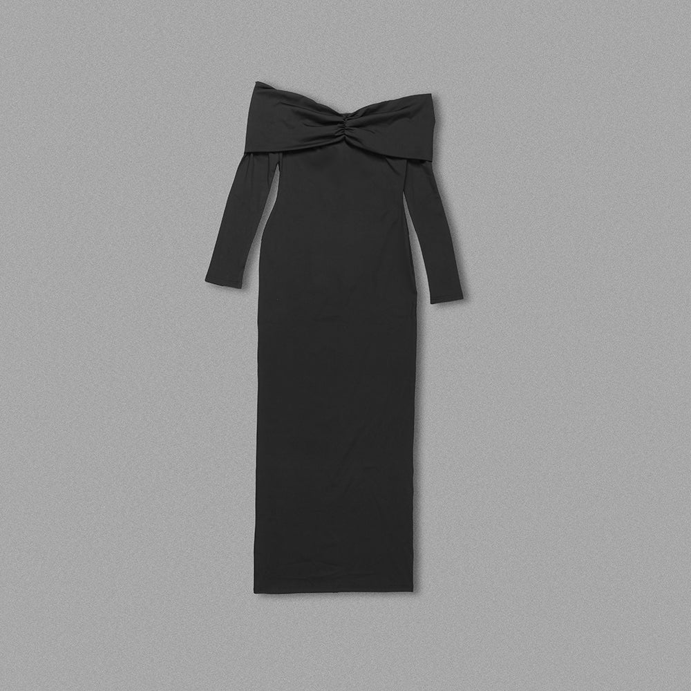 Long Sleeve Off The Shoulder Maxi Dress HV1060