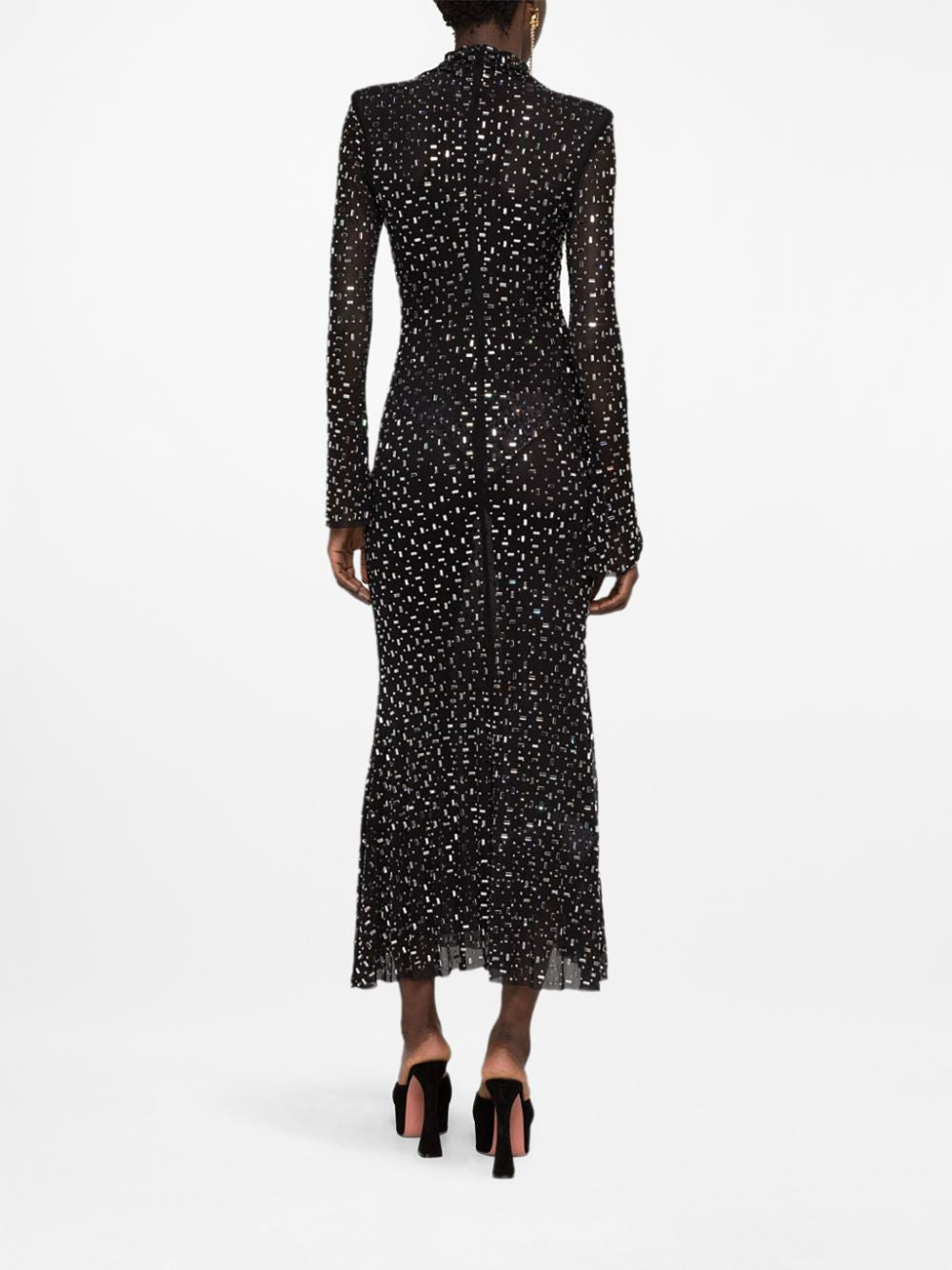 Long Sleeve Embellished Mermaid Dress Black HV1750
