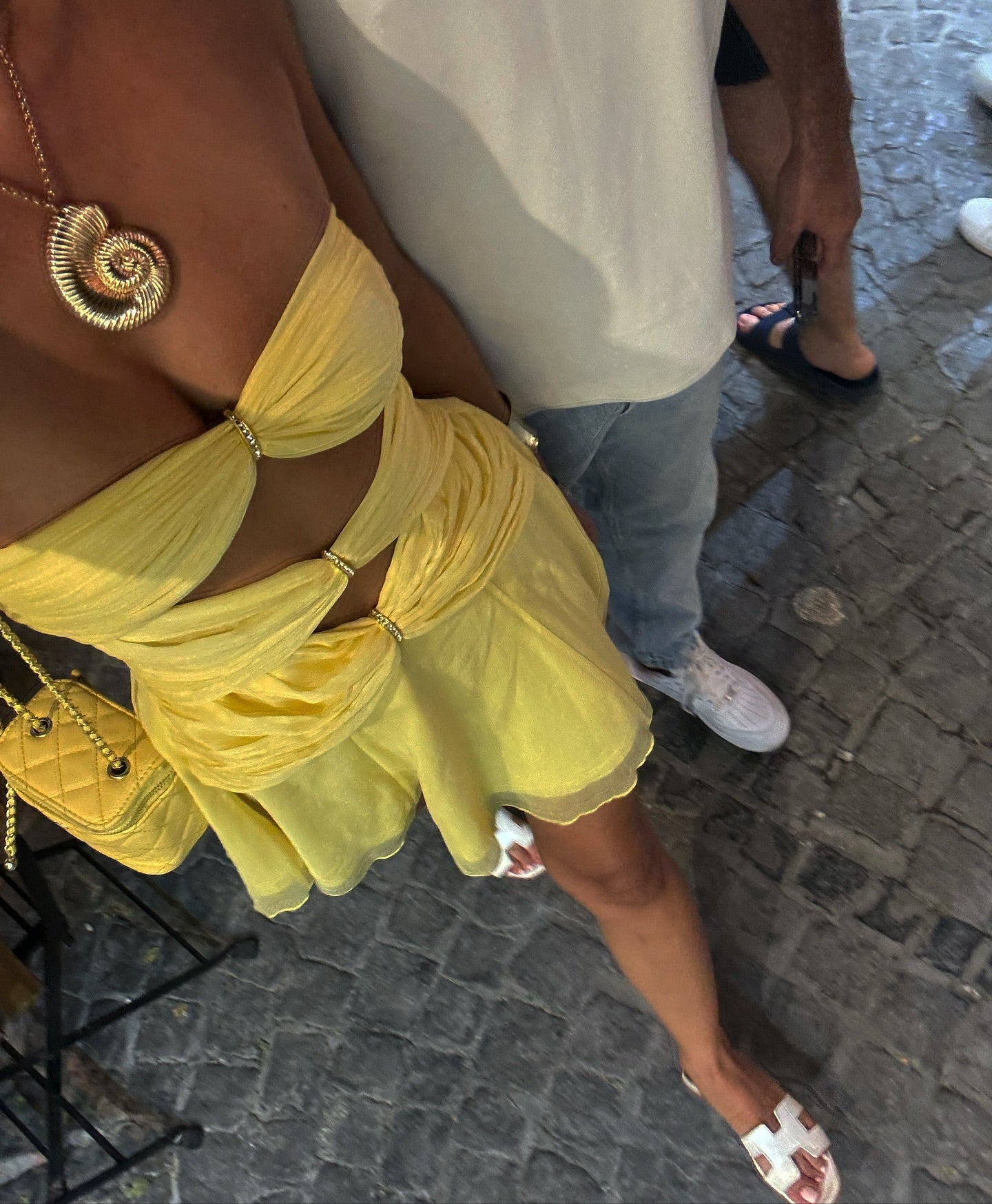 Strapless Ruched A Line Dress Yellow HV1651