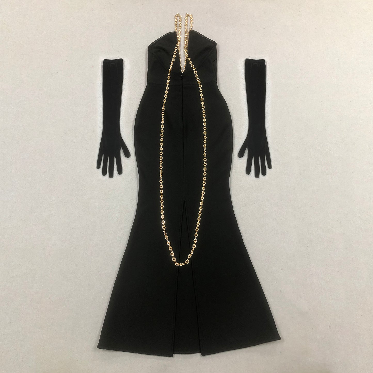 Halter Chain Maxi Dress Black