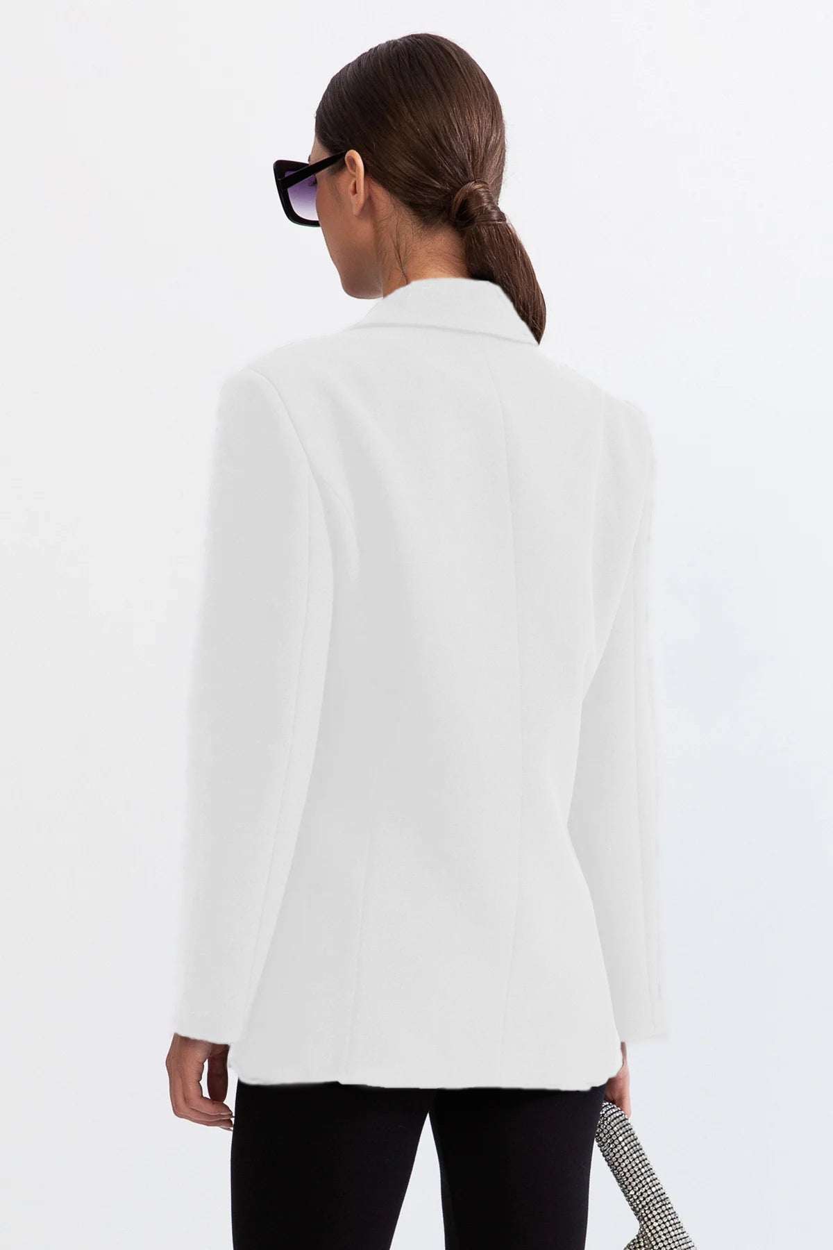 Long Sleeve Floral Detail Blazer White HV1354