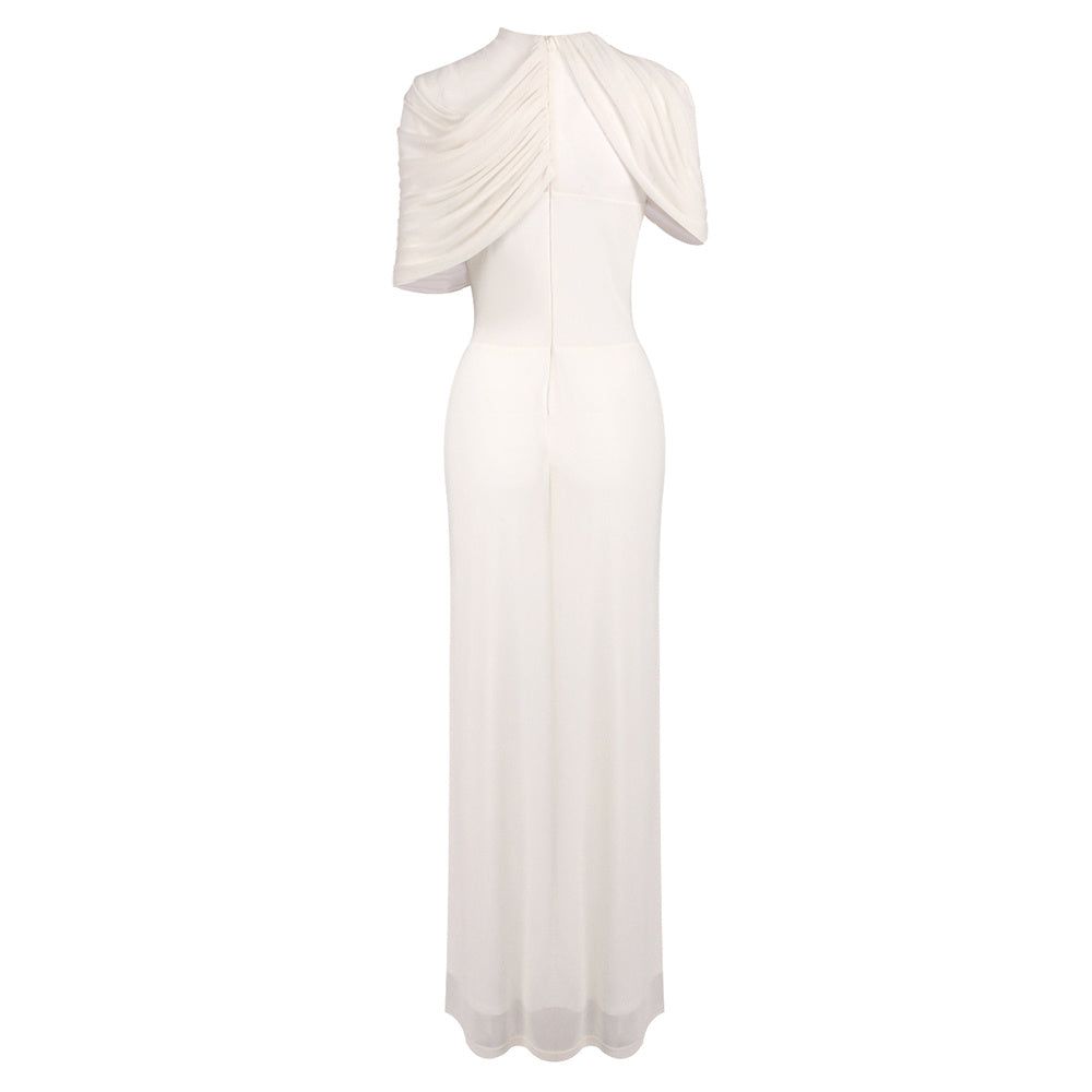 Draped Design Maxi Dress White HV0073