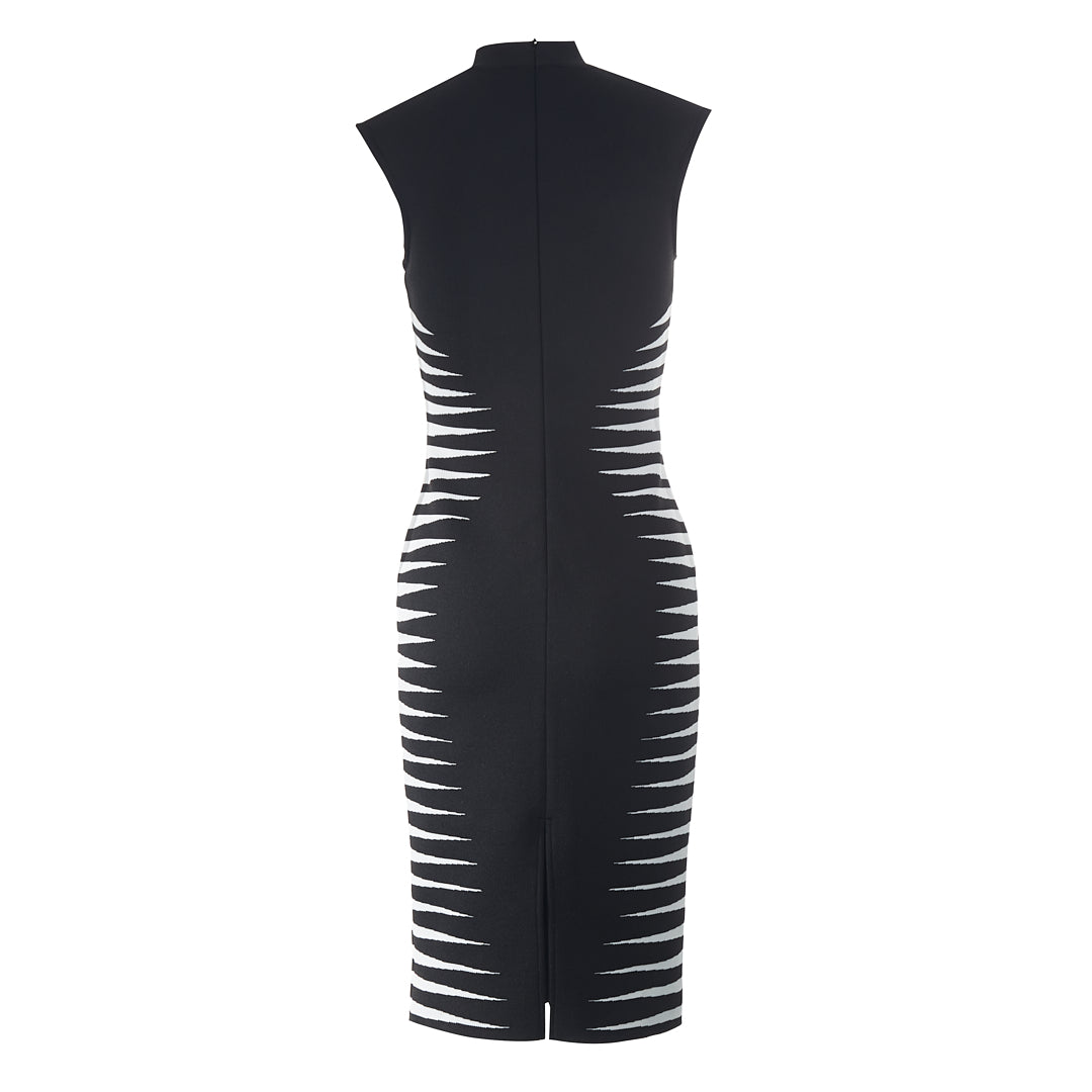 Contrast Midi Dress Black White