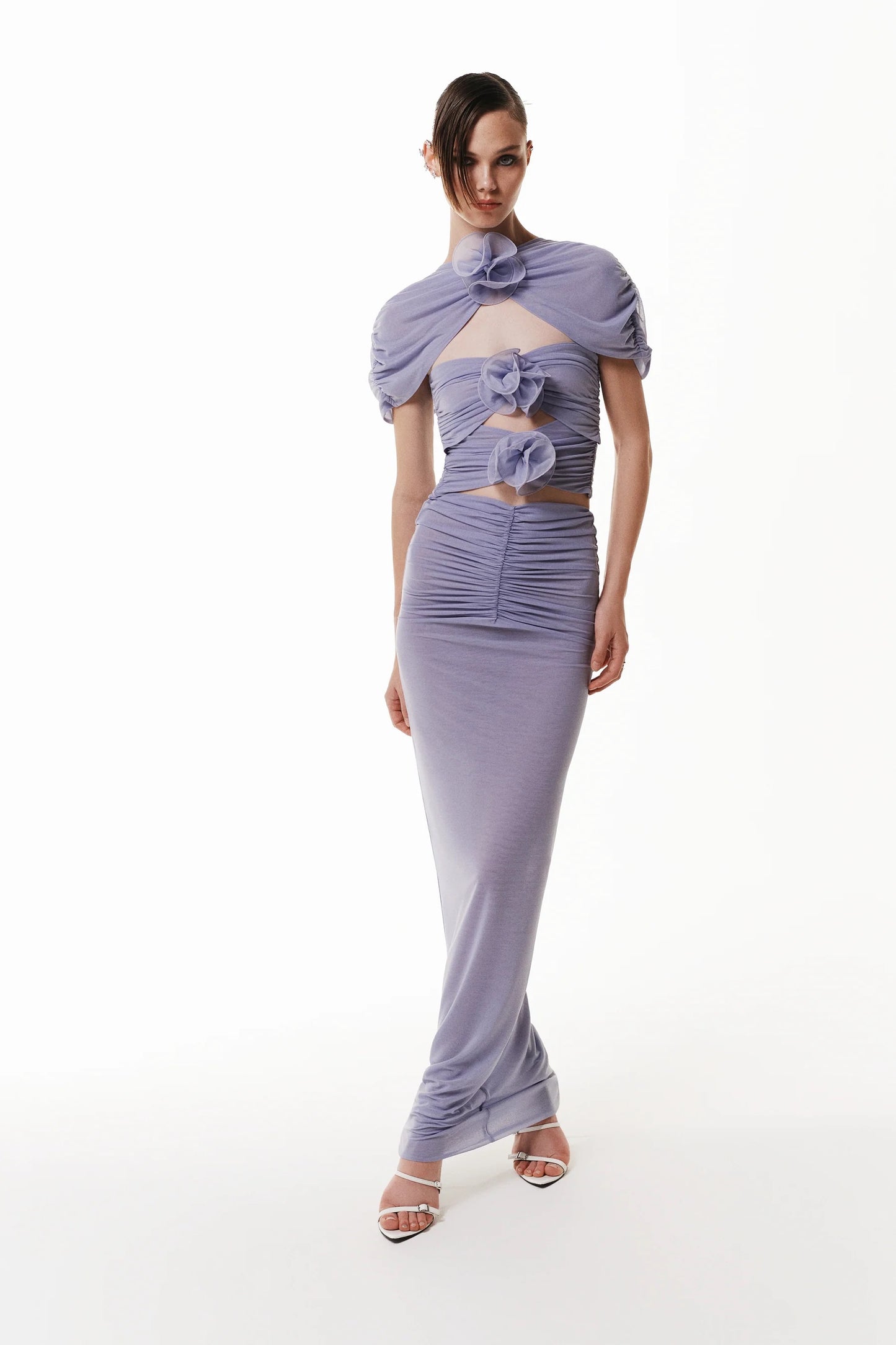 Strapless Floral Maxi Dress Purple HV1422