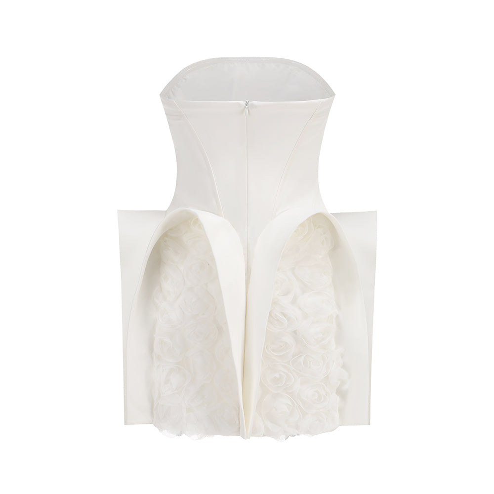 Strapless Puff Dress White