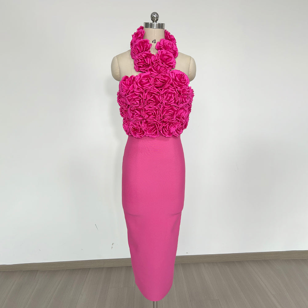 Halter Floral Midi Dress HV1996