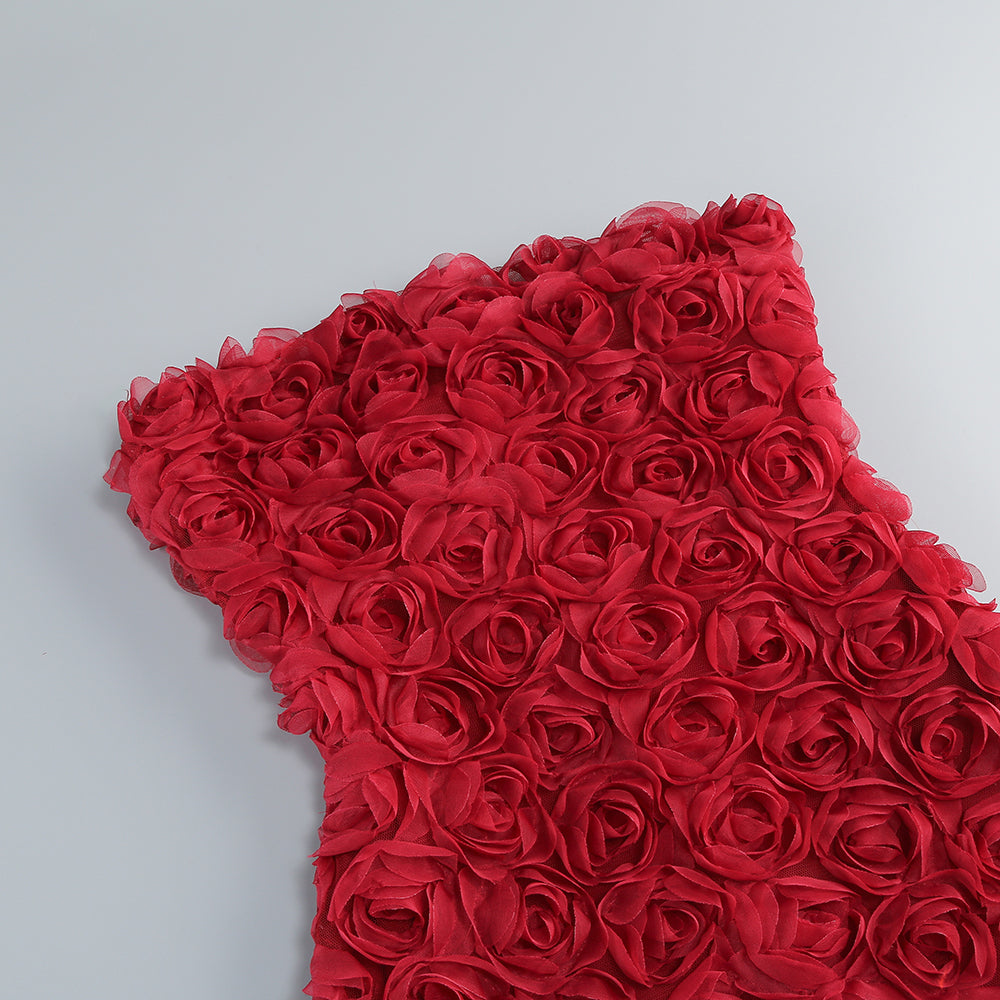 Strapless Floral Dress Red HV1867