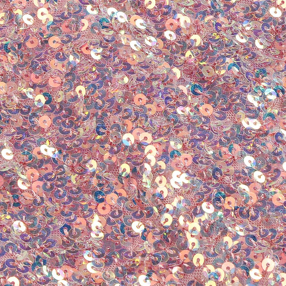 Feather Detail Sequin Midi Dress Pink White