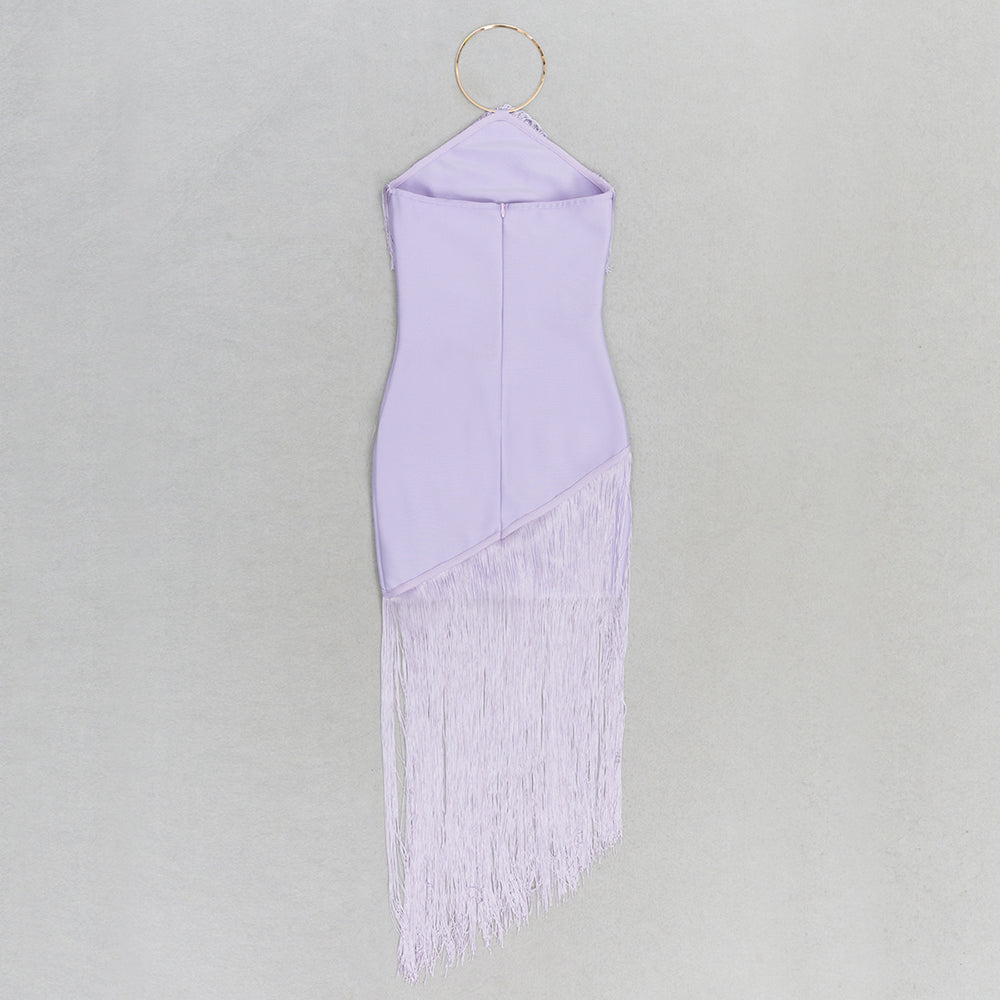 Halter Tassel Maxi Dress Lavender HV9603