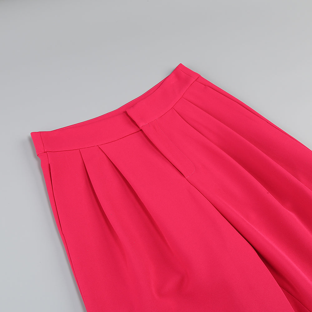 Long Sleeve Feather Detail Suit Hot Pink HV1267