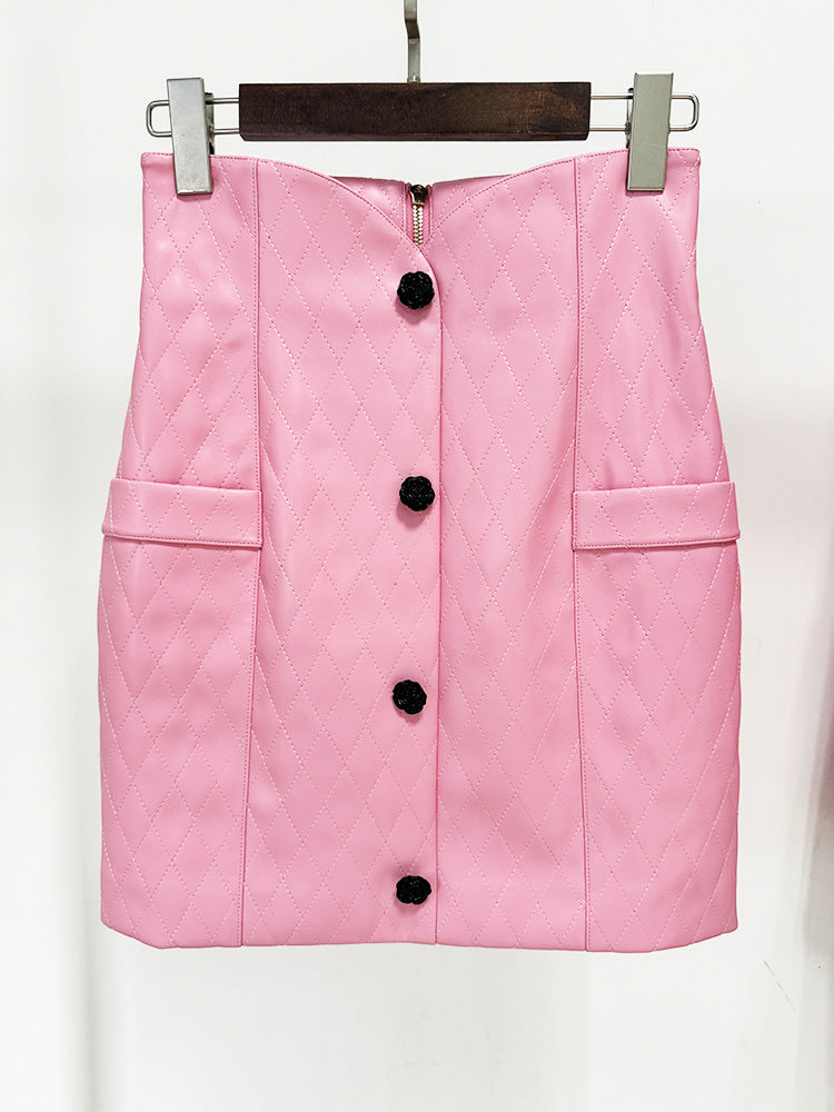 Long Sleeve Flower Detail Two Piece Dress Pink HV1315