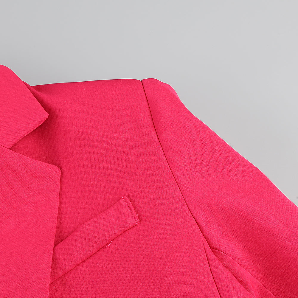 Long Sleeve Feather Detail Suit Hot Pink HV1267