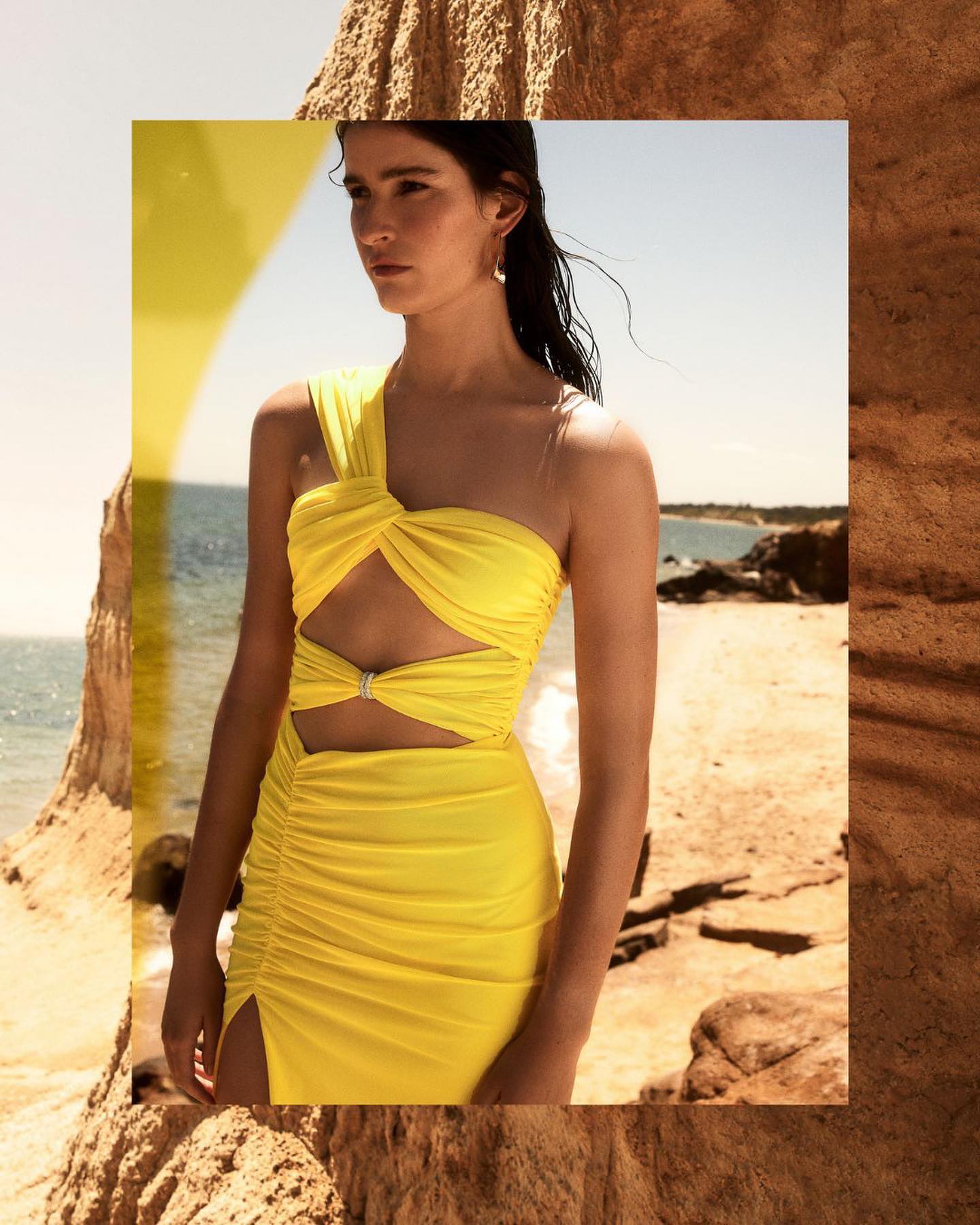 One Shoulder Maxi Dress Yellow HV9498
